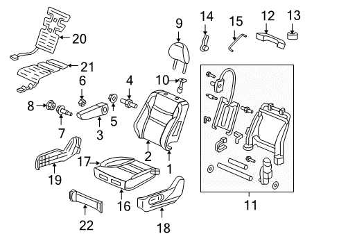2009 Honda Odyssey Heated Seats Armrest Assembly, Left Front Seat (Olive) Diagram for 81580-SHJ-A22ZA