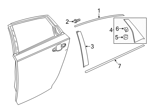 2019 Honda Accord Exterior Trim - Rear Door MOLDING ASSY., L. RR. DOOR SASH Diagram for 72965-TVA-A11