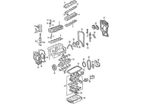 1998 Pontiac Sunfire Engine Parts, Mounts, Cylinder Head & Valves, Camshaft & Timing, Oil Pan, Oil Pump, Balance Shafts, Crankshaft & Bearings, Pistons, Rings & Bearings Valve Seals Diagram for 88891778
