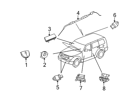 2008 Dodge Nitro Air Bag Components Occupant Classification Module Diagram for 4896052AF