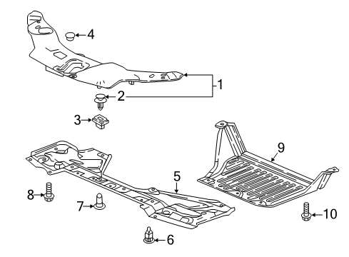 2019 Honda Ridgeline Splash Shields Cover, Rear Engine (Lower) Diagram for 74114-T6Z-A00