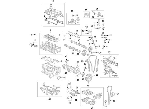 2019 Honda CR-V Engine Parts, Mounts, Cylinder Head & Valves, Camshaft & Timing, Variable Valve Timing, Oil Pan, Oil Pump, Balance Shafts, Crankshaft & Bearings, Pistons, Rings & Bearings Pump Assembly, Oil Diagram for 15100-5PH-A01