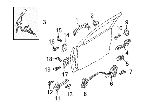 2010 Kia Forte Front Door Bolt-Washer Assembly Diagram for 1125008306B