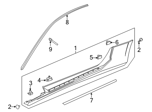 2021 Chevrolet Camaro Exterior Trim - Pillars Molding Asm-Rocker Panel *Service Primer Diagram for 84177431