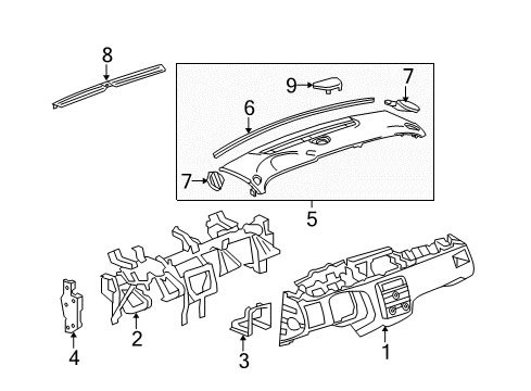 2007 Buick Lucerne Cluster & Switches, Instrument Panel Instrument Panel Diagram for 15886737