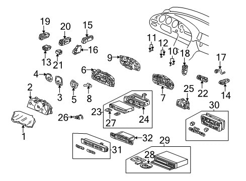 1999 Acura TL Switches Lid Diagram for 35833-SS0-003