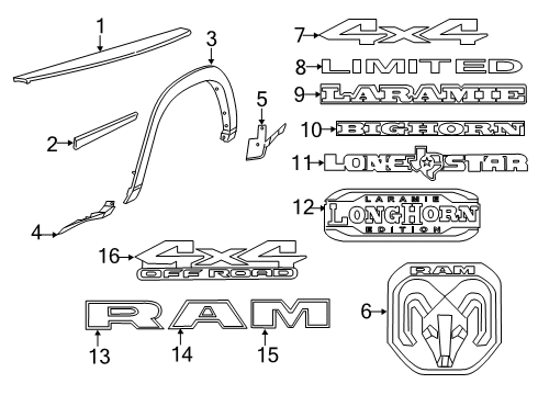 2020 Ram 2500 Exterior Trim - Pick Up Box SPAT-Box Side Diagram for 68362318AD