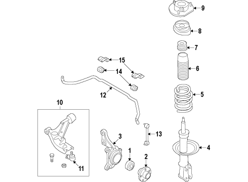2014 Chevrolet Sonic Front Suspension Components, Lower Control Arm, Stabilizer Bar Lower Control Arm Diagram for 95281652