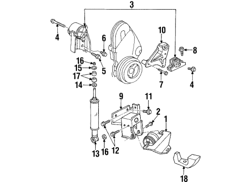 1995 Dodge Stratus Engine & Trans Mounting DAMPER Lower Rad C/M Diagram for 4668151