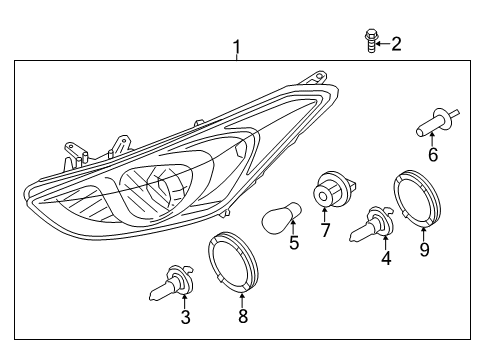 2016 Hyundai Elantra GT Bulbs Headlamp Assembly, Right Diagram for 92102-A5050