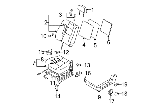 2008 Kia Sorento Front Seat Components Height ADJUSTER & Cover A Diagram for 885003E260CY