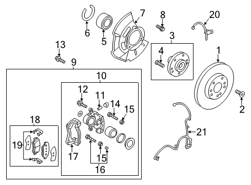2017 Hyundai Veloster Front Brakes Front Wheel Hub Assembly Diagram for 517501P000