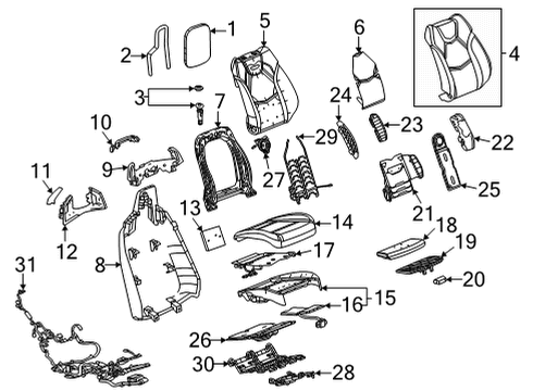 2022 Cadillac CT4 Passenger Seat Components Seat Cushion Pad Diagram for 85542063