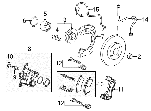 2017 Chevrolet Sonic Front Brakes Wheel Bolt Diagram for 9599302