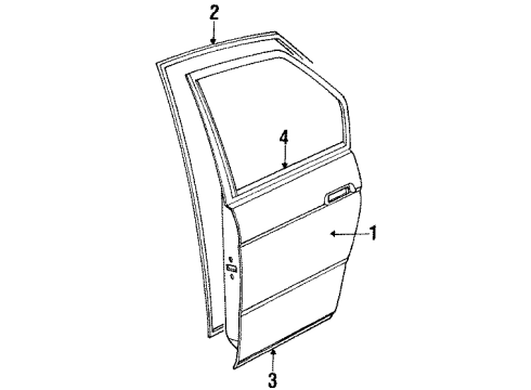 1990 Nissan Axxess Rear Door & Components, Exterior Trim WEATHERSTRIP-Rear Door LH Diagram for 82831-30R90