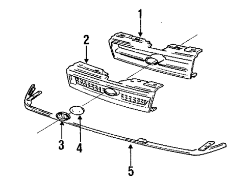 1994 Hyundai Excel Grille & Components Filler Assembly-Transverse, Front Diagram for 86370-24300