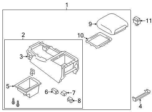 2022 Nissan Armada Center Console Box Assy-Console, Front Floor Diagram for 96910-6JL0B