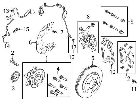 2020 Ford Ranger Brake Components Inner Cap Diagram for KB3Z-1131-A