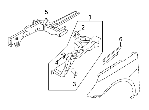 2011 Hyundai Sonata Structural Components & Rails Bracket Assembly-Mounting, LH Diagram for 64727-3S000
