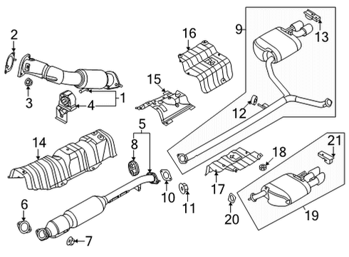 2022 Kia K5 Exhaust Components Rear Muffler Assembly, Left Diagram for 28710L3900
