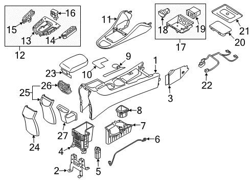 2020 Hyundai Ioniq Center Console Cover Assembly-Console End Diagram for 84690-G2AA0-T9Y