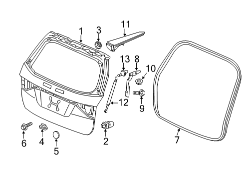 2014 Honda Odyssey Lift Gate Tailgate (DOT) Diagram for 68100-TK8-405ZZ