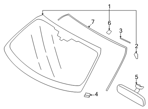 2022 Toyota GR86 Glass, Reveal Moldings Mirror Base Diagram for SU003-08573