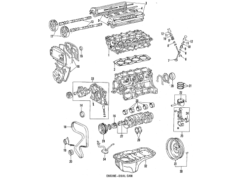 1989 Toyota Celica Engine & Trans Mounting Tensioner Diagram for 13505-74030