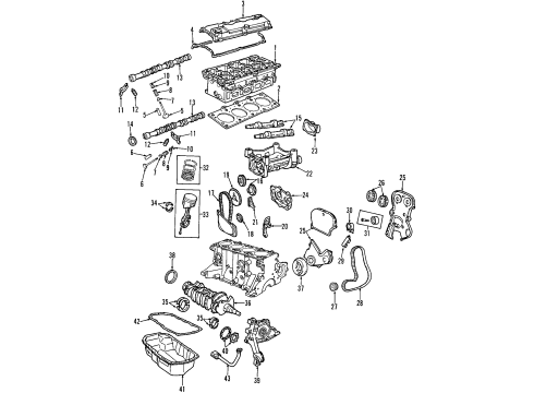 1996 Dodge Stratus Engine Parts, Mounts, Cylinder Head & Valves, Camshaft & Timing, Oil Pan, Oil Pump, Balance Shafts, Crankshaft & Bearings, Pistons, Rings & Bearings Head-Cylinder Diagram for 4777541