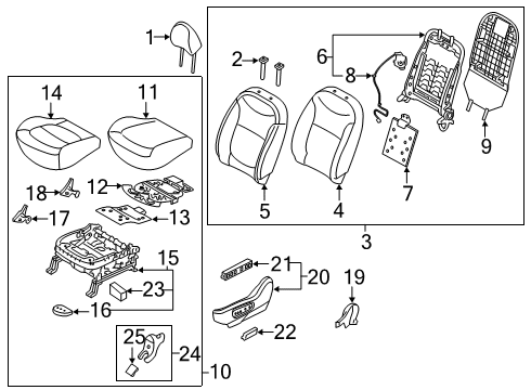2018 Kia Soul Front Seat Components Headrest Assembly-Front Seat Diagram for 88700B2000CUS