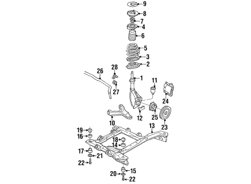 1990 Chevrolet Lumina Front Suspension Components, Lower Control Arm, Stabilizer Bar Retainer & Mount Kit-Front Suspension Strut Diagram for 12338817