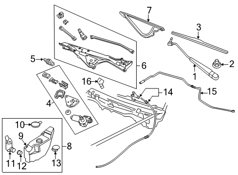 2004 Mercury Marauder Wiper & Washer Components Blade Assembly Diagram for 3W7Z-17528-BA