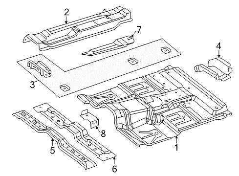 1998 Dodge Dakota Cab - Floor Panel-Center Floor Diagram for 55255755AC