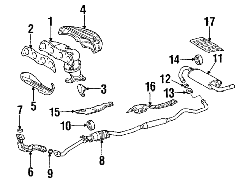 2004 Toyota Matrix Exhaust Components Converter & Pipe Diagram for 17410-0D301