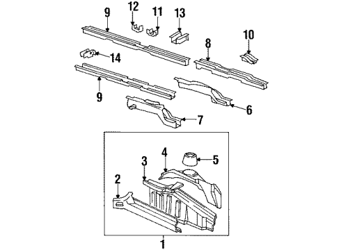 1990 Chevrolet Lumina APV Structural Components & Rails Reinforcement-Engine Compartment Outer Side Rail Diagram for 20292556