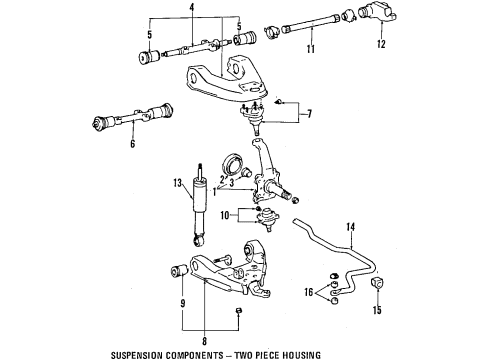 1996 Toyota T100 Front Suspension Components, Lower Control Arm, Upper Control Arm, Stabilizer Bar Bar, Stabilizer, Front Diagram for 48811-34021