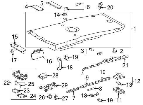 2014 Toyota FJ Cruiser Interior Trim - Roof Dome Lamp Assembly Diagram for 81240-02090-B0