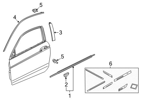 2015 Honda Accord Exterior Trim - Door Body Side Molding (Alabaster Silver Metallic-exterior) (ALABASTER SILVER METALLIC) Diagram for 08P05-T3L-110