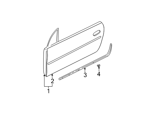 2005 Chrysler Sebring Door & Components, Exterior Trim WEATHERSTRIP-Front Door Secondary Diagram for 4878978AF