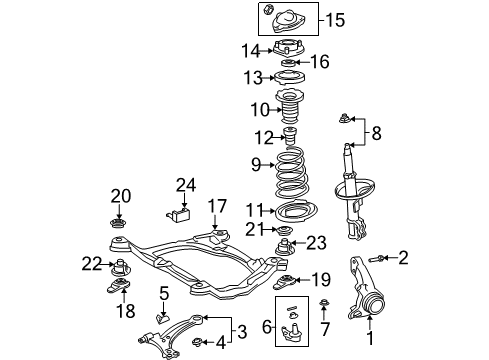 2002 Lexus ES300 Front Suspension Components, Lower Control Arm, Stabilizer Bar Ball Joint Nut Diagram for 90179-12052