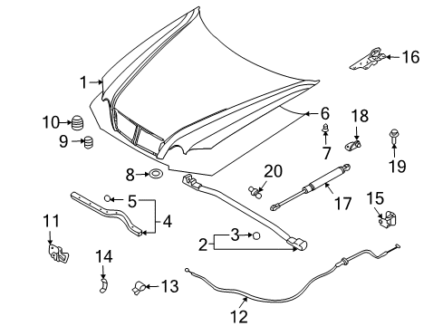 2006 Kia Optima Hood & Components Lifter-Hood Diagram for 811613C510