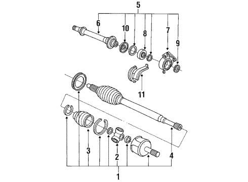 1989 Acura Legend Axle Shaft & Joints - Front Driveshaft Assembly, Driver Side Diagram for 44306-SD4-902