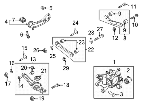 2021 Kia Sorento Rear Suspension Components, Lower Control Arm, Upper Control Arm, Stabilizer Bar Bolt-Cam Diagram for 10111-14966-K