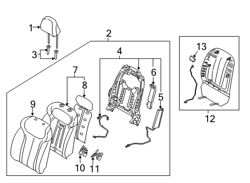 2021 Hyundai Palisade Driver Seat Components Headrest Assembly-Front Seat Diagram for 88700-S8010-UBR