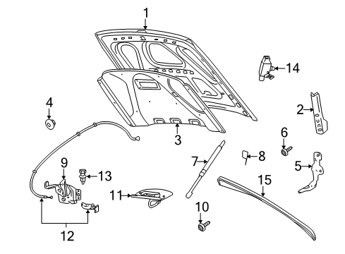 2004 Mercury Grand Marquis Hood & Components Hood Reinforcement Diagram for F8AZ-16A601-AA