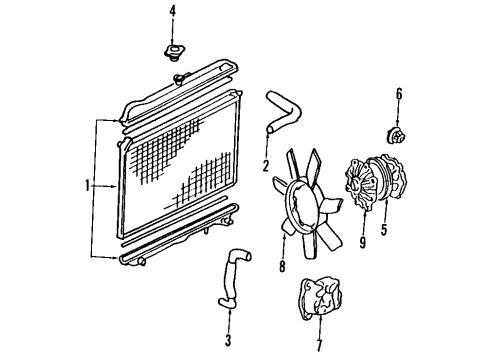 1988 Nissan Van Cooling System, Radiator, Cooling Fan Shroud-Condenser Diagram for 92123-17C02