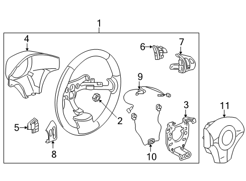 2008 Chevrolet Cobalt Steering Column & Wheel, Steering Gear & Linkage Steering Wheel Diagram for 15942940