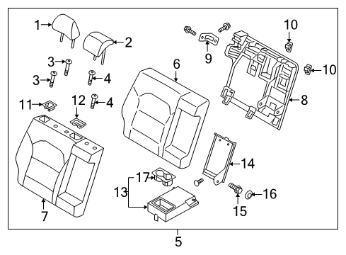 2017 Kia Niro Rear Seat Components Guide Assembly-R/S HEADREST Diagram for 89385G5000CGS