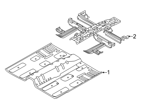 2017 Kia Cadenza Pillars, Rocker & Floor - Floor & Rails Panel Assembly-Center Floor Diagram for 65110F6001