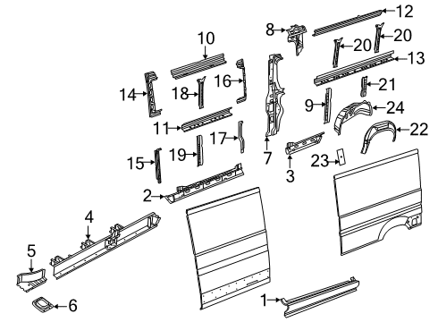 2015 Ram ProMaster 2500 Inner Structure - Side Panel REINFMNT-Center Pillar Diagram for 68109590AB